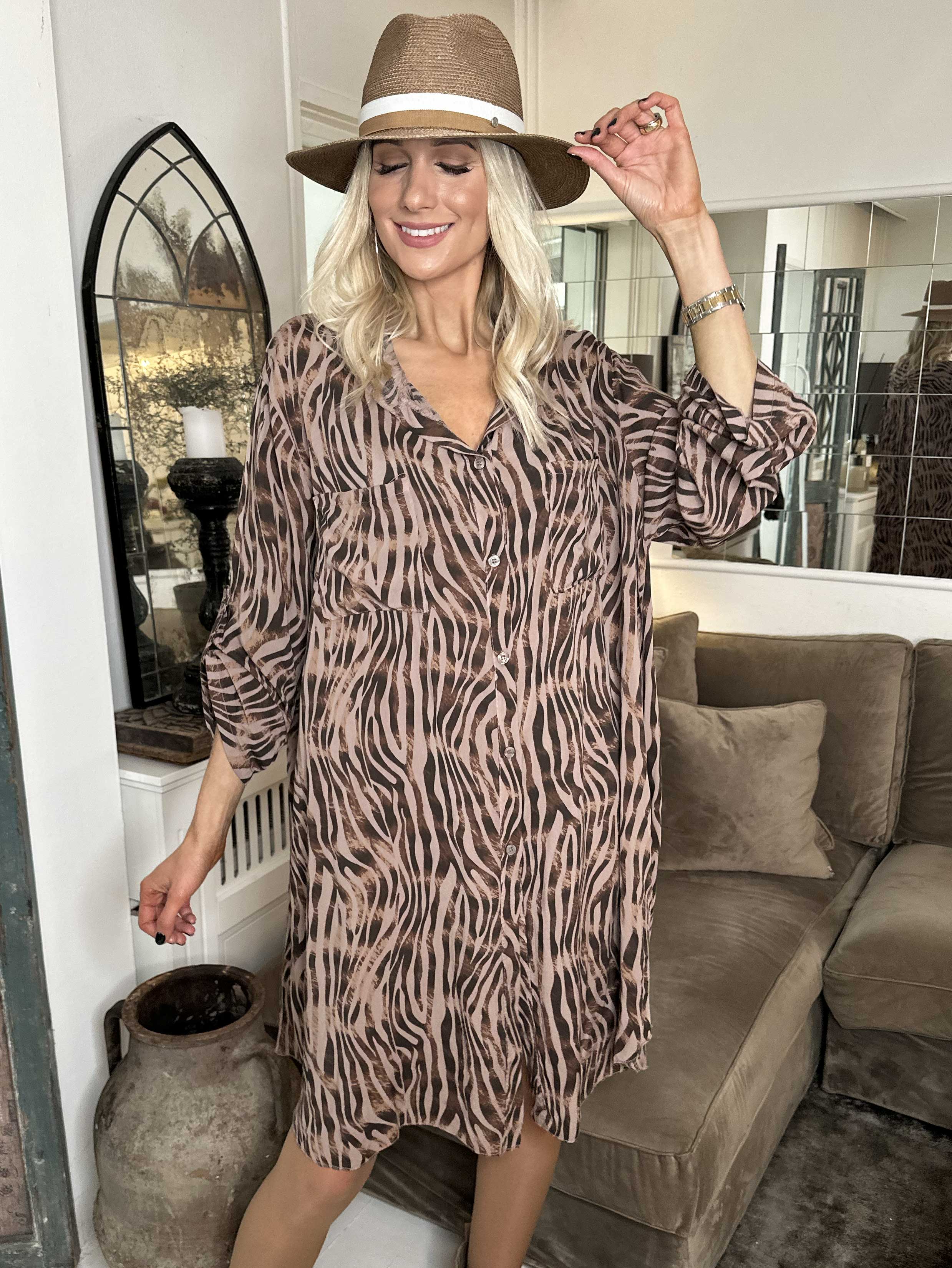 Firenze - Skjorte i bomuld med dyrestriber